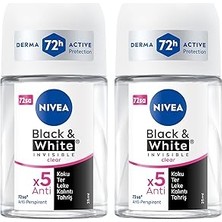 Nacario Kadın Roll-On Deodorant Black&white Invisible Clear 25ML, 72 Saat Anti-Perspirant Ter Koruması