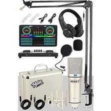 Nacario Cx1 Effective Set Efektli Ses Kartı Mikrofon Kulaklık Stand Kayıt Yayın Seti (Pc Tel