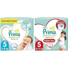 Nacario Bebek Bezi Care 5 Beden 108 Adet Junior Aylık Fırsat Paketi & Külot Bebek Bezi