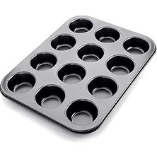 Nacario Busstier 12 Bölmeli Metal Muffin Cupcake Tepsisi - Yapışmaz, Eşit Pişirme Özellikli Kalı