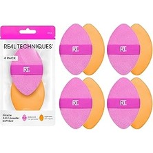 Nacario Real Techniques 4 Paket 2'si 1 Arada Puflar, Çift Taraflı Makyaj Karıştırma Pufu, Tersinir E
