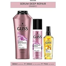 Nacario Gliss Deep Repair Onarıcı Şampuan 360 Ml, Sıvı Saç Kremi 200 Ml, Oil Elixir Iksiri 75 ml