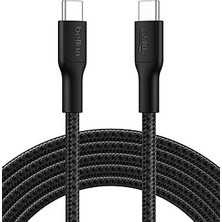 Nacario Belkin Örgülü Usb-C - Usb-C Kablosu, 3 M, 240 W, Yumuşak, Esnek Hızlı Şarj Kablosu, Iphone 16,