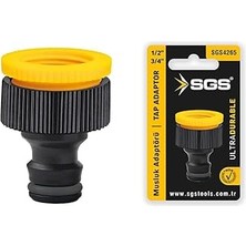 Nacario Sgs Musluk Adaptörü, Plastik, Sarı, 1/2-3/4 Inç, SGS4265, Kutu Içinde, 1 Adet