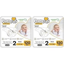 Nacario Paddlers Protection Bebek Bezi 2 Numara Mini (3-6 Kg) 120 Adet – 2’li Set, Maksimum Koruma (2
