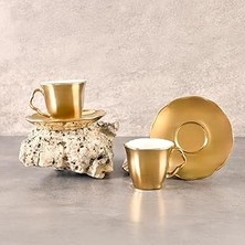 Nacario Aryıldız Stellar Gold Türk Kahve Fincan Takımı 4 Parça 2 Kişilik Altın Detaylı Renkli 90 ml