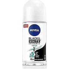 Nacario Kadın Roll On Deodorant Black&white Invisible Fresh 48 Saat Anti-Perspirant Koruma 50ML