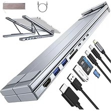 Nacario Coverzone 8ın1 Usb-C Laptop Taşınabilir Folding Notebook Stand, Entegre Çoklu Port Hub, HDMI 4k, Us