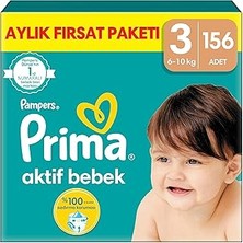 Nacario Aktif Bebek, Bebek Bezi 3 Numara, 156 Adet Aylık Fırsat Paketi