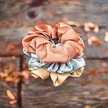 Nacario 3'lü Orta Boy Saf Ipek Saç Tokası Seti (3,5 Cm, 3 Adet) (Blush, Soluk Mavi, Şampanya)