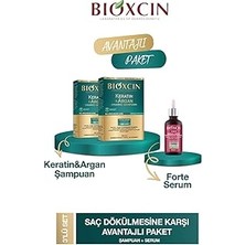 Nacario Bioxcin Keratin & Argan Şampuanı 300 ml 2 Adet + Bioxcin Forte 50 ml Saç Dökülmesine Karşı Se