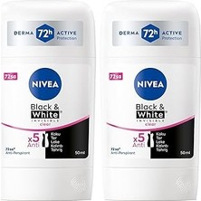 Nacario Nivea Kadın Stick Deodorant Black&white Invisible Clear 72 Saat Anti-Perspirant Koruma, 50 ml (2 Pa