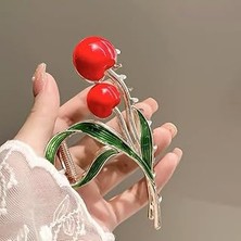 Nacario Kiraz Desenli Metal Mandal Saç Tokası 11 cm – Şık Dayanıklı