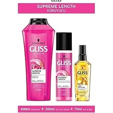 Nacario Gliss Supreme Length Saç Bakım Seti, 400ML Şampuan + 200ML Sıvı Saç Kremi + 75ML Oil Elixir