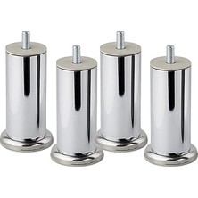 Nacario Krom Gümüş 10 cm Metal 4 Adet Mobilya Ayağı Koltuk Kanepe Ayak Tv Ünite M8 Civatalı Ayakları
