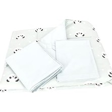 Nacario Bebek El Yapımı Panda Desenli Yorgan Çarşaf Yastıklı Üçlü Set