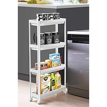 Nacario Slim 4 Katlı Tekerlekli Raf Ünitesi - Dar Alanlar Için Mutfak Banyo Organizer - Baharatlık Ha