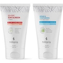 Nacario Güneş Kremi 50 Spf + Hillora Onarıcı Nemlendirici Yüz Bakım Kremi Set