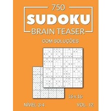 Nacario 750 Sudoku Brain Teaser 16X16 Soluções Nível 3-4 Vol. 12