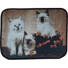 Nacario Miapet Elekli Desenli Tuvalet Önü Paspası 60 x 45 cm Üç Beyaz
