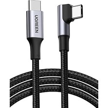 Nacario Ugreen Type-C To Type-C 100 W 5A Örgülü 90 Derece Şarj Kablosu 2 Metre