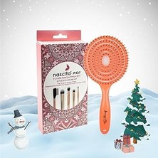 Nacario Professional Yılbaşı Paketi Üç Boyutlu Saç Fırçası Turuncu Göz Makyaj 5' Li Fırça Seti