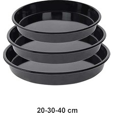 Nacario Cook-Lab 20-30-40 cm 3'lü Siyah Parlak Emaye Yuvarlak Fırın Tepsi Seti Siyah 30 cm