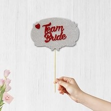 Nacario Süsle Bebek Parti Team Bride Konuşma Balonu Çubuğu - Gümüş & Kırmızı