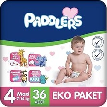 Nacario Paddlers Bebek Bezi 4 Numara Maxi (7-14 Kg) 36 Adet – Eko Paket