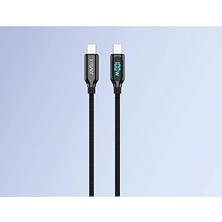 Nacario X-Powerdigi 5A 100W 120 cm Type-C To Type-C Dijital Ekranlı Hızlı Şarj/data Kablosu