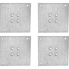 Nacario 4 Adet Metal Çinko Masa Bağlantı Sacı Düz 8 x 8 cm Mobilya Yemek Masası Ayak Bağlama Saçı Aparat