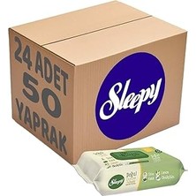 Nacario Sleepy Islak Havlu Mendil Doğal Organik Pamuklu 50 Yaprak Plastik Kapaklı (24 Lü Set)