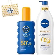 Nacario Nivea Sun Güneş Koruyucu Vücut Spreyi 200ML SPF50 Q10 Sıkılaştırıcı Vücut Losyonu 200ML, Çanta H