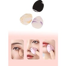 Nacario 3 Adet Mini Desenli Kozmetik Puf Parmak Yüz Makyaj Sünger Göz Altı Kapatıcı Kuru Islak Concealer
