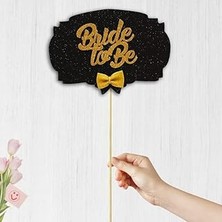 Nacario Süsle Bebek Parti Bride To Konuşma Balonu Çubuğu - Siyah & Altın