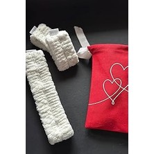 Nacario Mikrofiber Welsoft Saç Bandı Bileklik Seti, Yumuşak Beyaz, Yüz Yıkama Makyaj Için, Kırmızı Ke