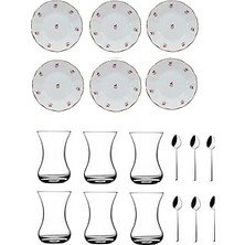 Nacario Pasabahce Parça Pembe Hercai Mineli Acem Çay Bardağı Takımı Seti 869523635238582522AYBABASTORE
