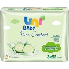 Nacario Uni Baby Pure Bebek Losyonlu Salatalık Özlü 3X52, Islak Mendil