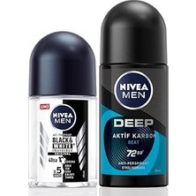 Nacario Nivea Men Erkek Roll-On Deodorant Deep Beat 50ML Mini Roll-On Black&white 25ML