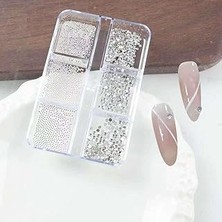 Nacario 6lı Tırnak Metal Havyar Parlak Süs Taşları 3 Boy Nail Süsleme Taşları WN-524