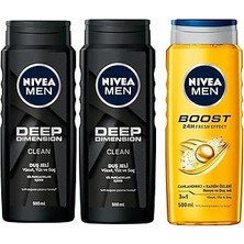 Nacario Nivea Men Deep Dimension Duş Jeli 500 Ml,3'ü 1 Arada Komple Bakım,vücut, Saç Yüz Için + Nivea Me