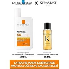Nacario La Roche Posay Anthelios Güneş Kremi 50 ml Kérastase Elixir Ultime Saç Bakım Yağı 15 ml Seti