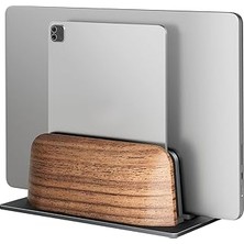 Nacario Mcstorey Ahşap Laptop Stand Dikey Çift Yuvalı Macbook Ipad Telefon Uyumlu Masaüstü Organizer Kaymaz