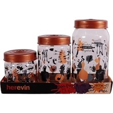 Nacario Herevin 139357-810 Desenli Kavanoz Seti 3'lü (425-660-1000 Ml)