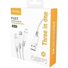 Nacario 3ü1 Arada USB Kablo. Şarj Kablosu, Çoklu Sarj Kablosu 3 Uçlu Type-C Uyumlu