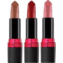 Nacario Avon Mat Marvellous Mocha, Red Supreme Pure Pink Üçlü Ruj Paketi