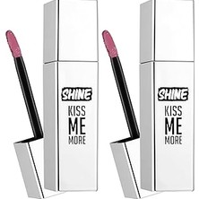Nacario Shine Kiss Me More Uzun Süre Kalıcı & Parlak Bitişli Likit Ruj 008 Long Story (2 Paketi)