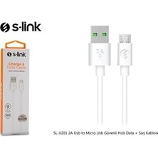 Nacario S-Link SL-X201 1metre 2A USB To Micro USB Güvenli Hızlı Data + Sarj Kablosu