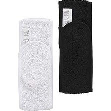 Nacario Saç Bandı | 2li Set | HAVLU%100 Pamuk | Ter Sporcu Makyaj Bandana, Cırt Bant Biyeli | Siyah & Beyaz