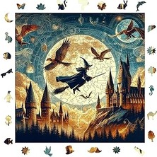 Nacario Ahşap Puzzle Yetişkin - Sihirbaz Büyü Okulu - 353 Parça, 29 x 29 cm - Yapıştırıcı Folyo Dahil -
